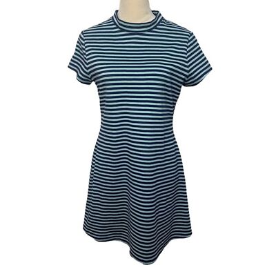 blue striped t shirt dress STRIPED-TRIM TSHIRT DRESS main image 1