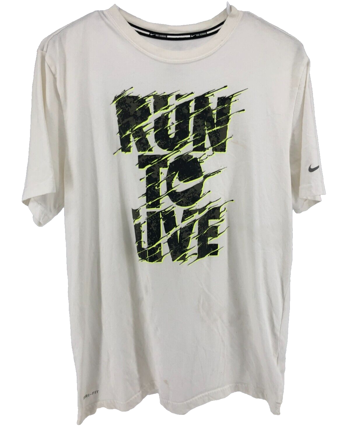 Nike Dri-Fit - Run to Live - Short Sleeve T-Shirt Men's Size Medium White