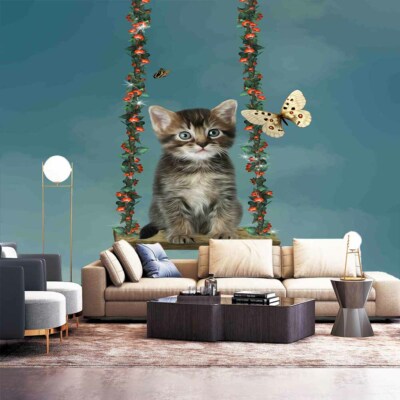 Basket Cats Pure 3D Full Wall Mural Photo Wallpaper Printing Home Kids Decor