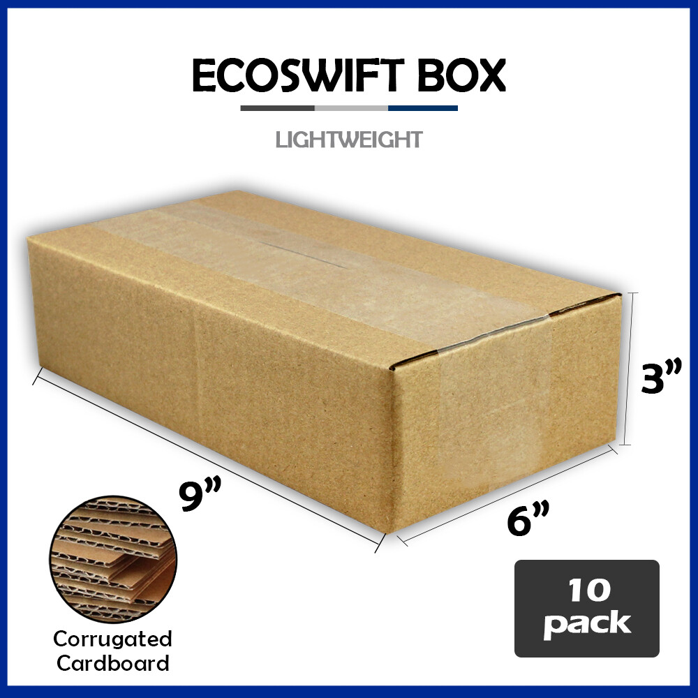 10 9x6x3 "EcoSwift" Brand Cardboard Box Packing Mailing Shipping