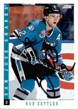 Rob Zettler Signed Auto 1993-94 Score card San Jose Sharks