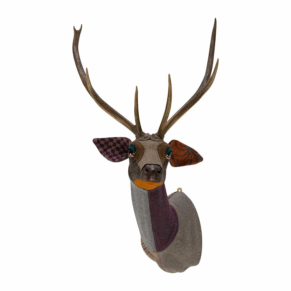 Carola Van Dyke Faux Taxidermy Textile Fabric Deer Stag Animal Head Wall D cor