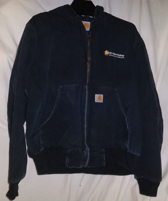 Carhartt J131-BLK Canvas Hooded Work Jacket Mens L Black Carhartt J131-BLK Canvas Hooded Work Jacket Mens L Black