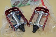 Wellgo LU 307 pedal set 1/2 anodized red Old school Bmx Vintage alloy 1980s NOS