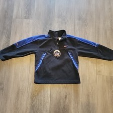 Nike Team MLB New York Mets Boys Sz 6 1/4 Zip Fleece Blue Black Summer Baseball