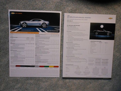 2011 Camaro Convertible & Coupe Facts Sheet