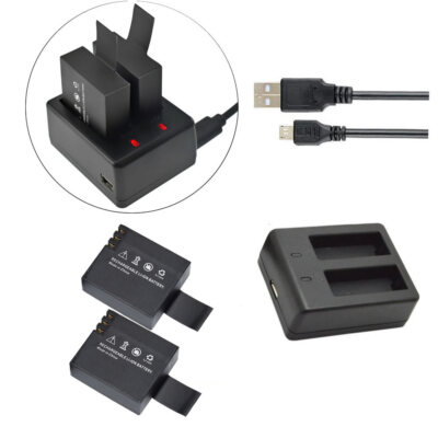2x 900mAh Battery & USB Dual Charger Set for Sjcam SJ4000 SJ5000 M10 Action Cam
