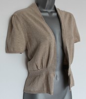 Monsoon Beige Short Sleeve Frill Hem Knit Shrug Bolero Casual Top Size Medium Monsoon Beige Short Sleeve Frill Hem Knit Shrug Bolero Casual Top Size Medium