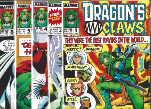 DRAGON'S CLAWS LOT OF 5 - #1 #2 #4 #5 #8 (NM-) HIGH GRADE COPPER AGE MARVEL UK - Picture 1 of 1