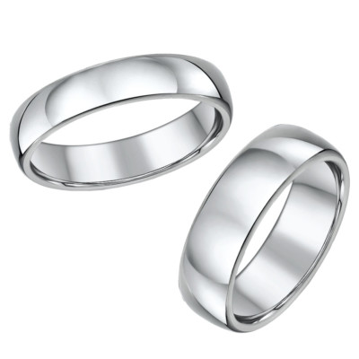 His & Hers 5 & 7 mm poliertes Titan Verlobungsring Eheringe hofförmiger Ring