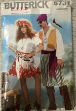 Butterick Mens and Womens Pirate Costume Sewing Pattern All sizes 6731