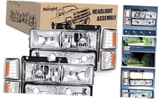 Headlight Assembly Compatible with 1994 1995 Chrome Housing Amber Reflector
