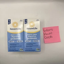(Lot 2)New RenewLife Extra Care Digestive Probiotic - 90 Capsules Each Exp 06/26