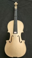 1 PC Unfinished White Violin 4/4 Flamed Maple and Spruce Top Ebony Fingerboard