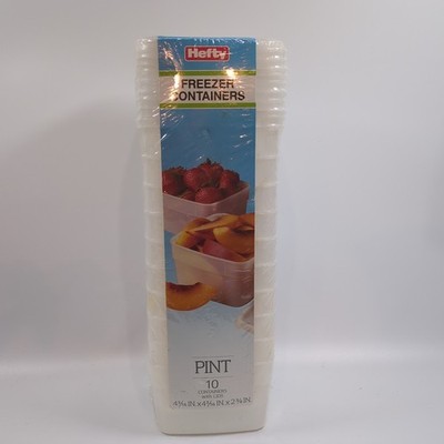 Vintage Hefty PINT Freezer Containers 10 Pack With Lids New Sealed Package