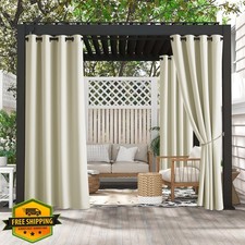 RYB HOME Beige Outdoor Patio Curtains 52"x72" Fade Resistant Waterproof