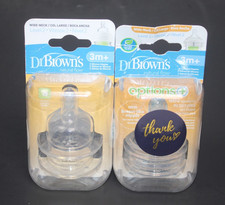 Dr. Brown's Silicone Nipples Wide-Neck Natural Flow 3m NEW 2 packs of 2 