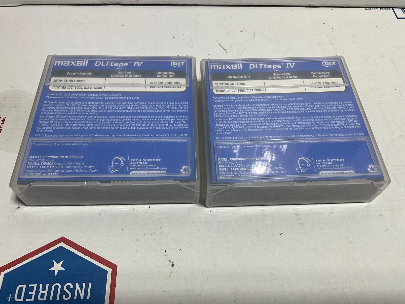 2 Maxell DLT-IV 40 GB DLT Tapes 1/2" Tape Cartridge Made in Japan