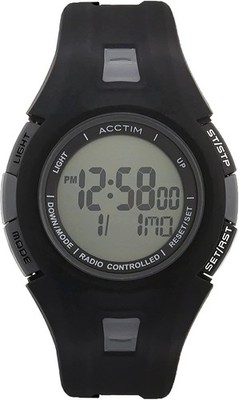 Digitale Sportuhr schwarz 45 mm Kunststoffgehäuse Kautschukband EL Hintergrundbeleuchtung Radio UK