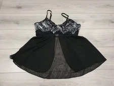 BNWOT Seven Til Midnight Black & Silver Grey Embroidered Babydoll Top Size 1X/2X