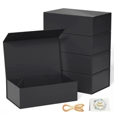 5 Pack Black Gift Box, 9.5x6x3'' Gift boxes for Presents with Lids Magnetic C...