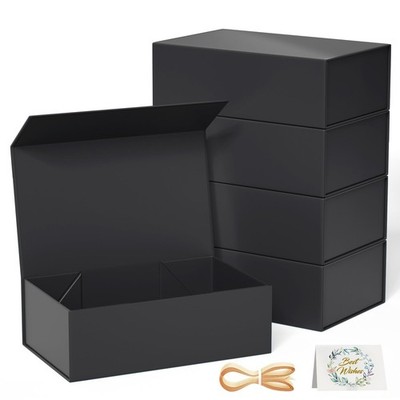 5 Pack Black Gift Box, 9.5x6x3'' Gift boxes for Presents with Lids Magnetic C...