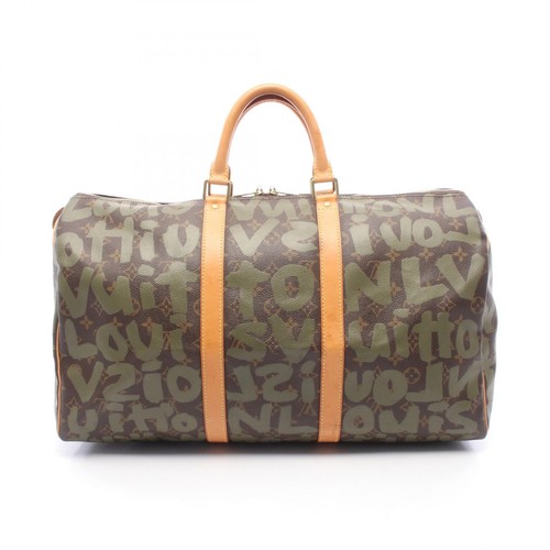 LOUIS VUITTON Keepall 50 travel hand bag M92196 Monogram Graffiti leather Khaki