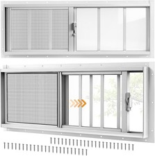 2 Pack Shed Windows 10"x29" Sliding Windows with Tempered Glass & Fiberglass