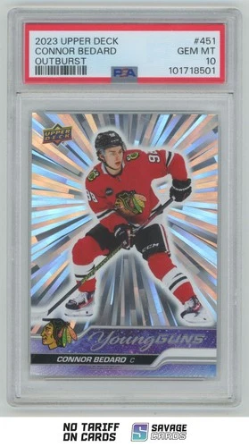 2023-24 Upper Deck Young Guns Outburst Connor Bedard PSA 10 #451 Chicago