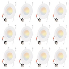12 Pack 5/6 Inch 5CCT LED Recessed Lighting, Dimmable Can Lights with Baffle ...