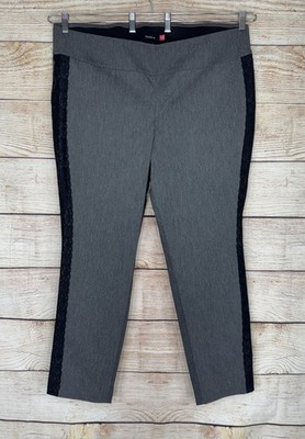 TORRID 3 Women's Heather Gray Pull On Pants Black Lace Accent Side Stripe EUC
