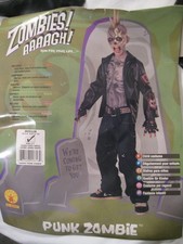 Rubies Punk Zombie Halloween Costume Youth Medium size 8-10 Mask Jacket Gloves