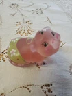 Fenton Pink Satin Glass Hand Painted Bikini Pig