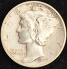 1945-S, MICRO "s" EXTREMELY FINE Mercury Dime, 90% Silver