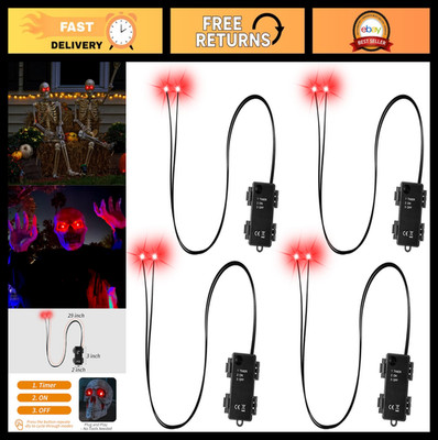 4 Pack LED Glowing Red Eyes Halloween Decorations for Masks, Pumpkins & Skeleton