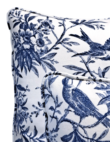 Thibaut Bird and Floral Blue Toile 18" Decorative Throw Pillow Cover Anna French - Picture 5 of 12