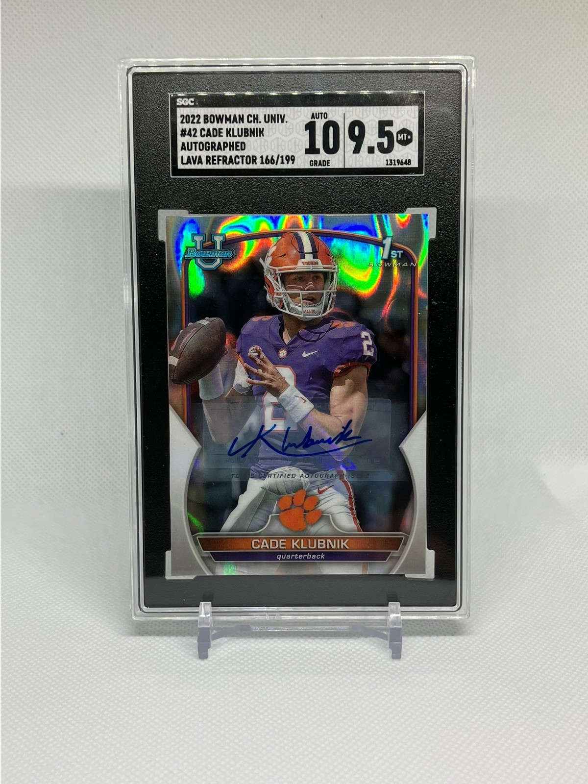 2022 Bowman University Chrome Cade Klubnik SGC 9.5 RC Auto Lava Refractor /199