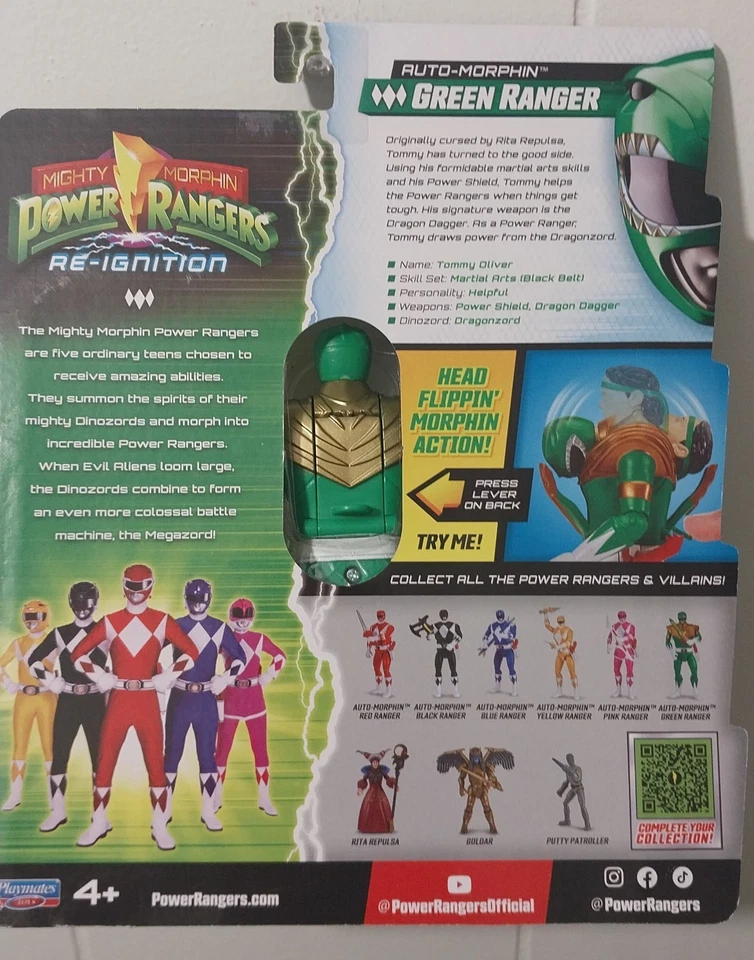 Playmates-Power Rangers Re-ignition Head-Flipping Figure GREEN RANGER TOMMY - Image 2 of 4