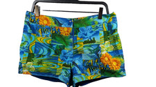 Speedo Swim Trunk Shorts Sz M Reversible Solid Dolphin Aloha Graphics vtg pouch
