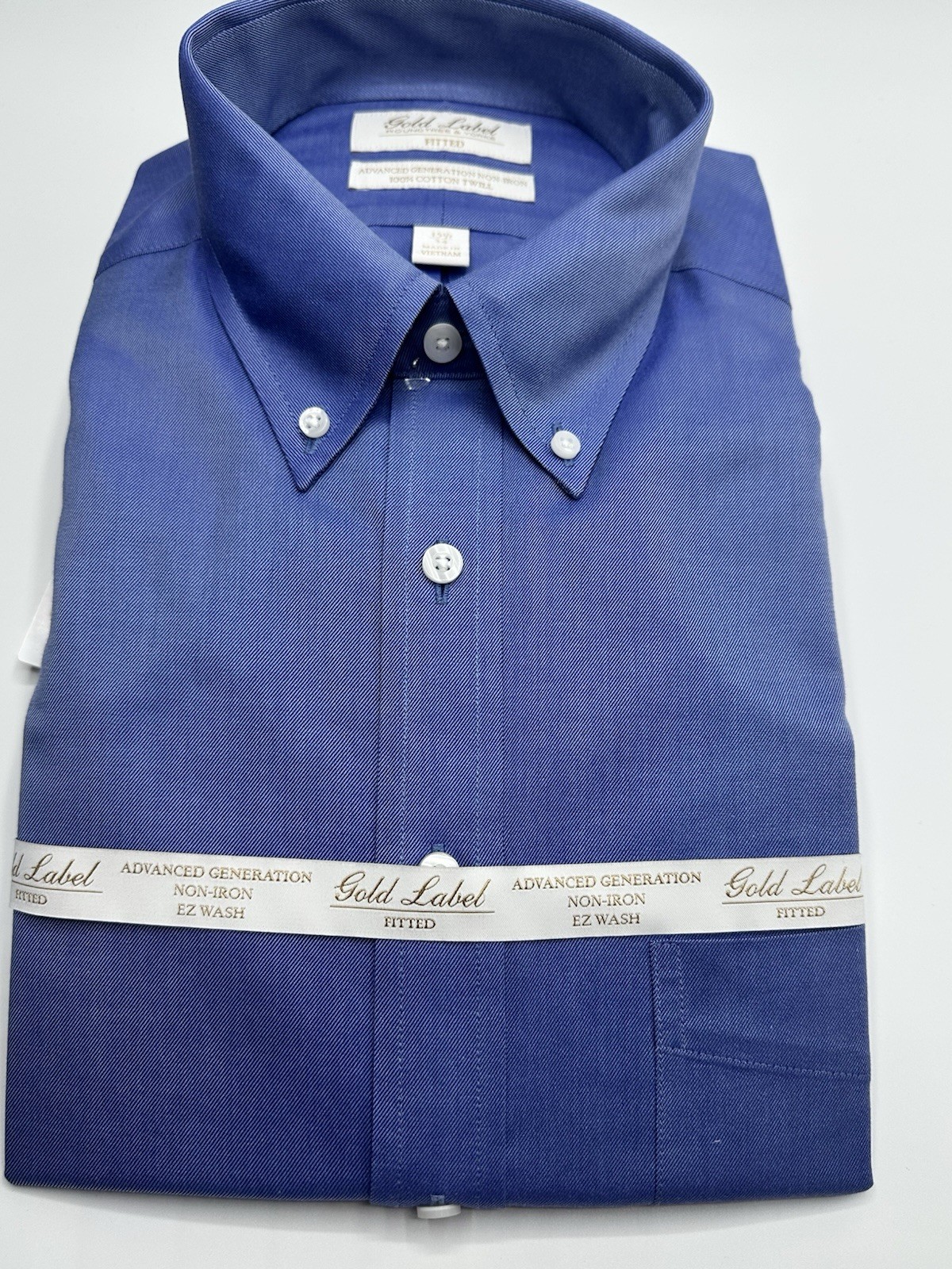 Roundtree & Yorke Gold Label Fitted Men’s Dress Shirt 15 1/2- 34 NWT BLUE