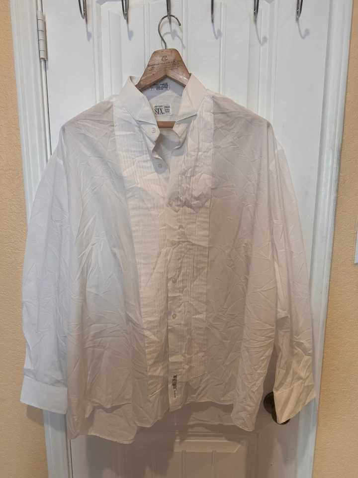 Camisa de vestir esmoquin plisada blanca After Six para hombre - talla 2XL6 18-18 1/2 35/36 Foto 2 de 4