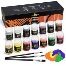 Magicfly Soft Fabric Paint Set of 14 Colours 20ml, Permanent Textile Paints W...
