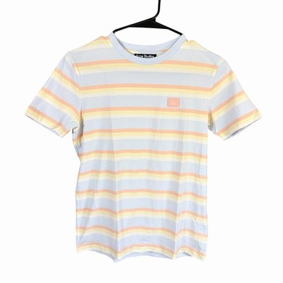 Acne Studios In Napa Face Womens Pastel Striped Tshirt XS Blue Preppy Prep