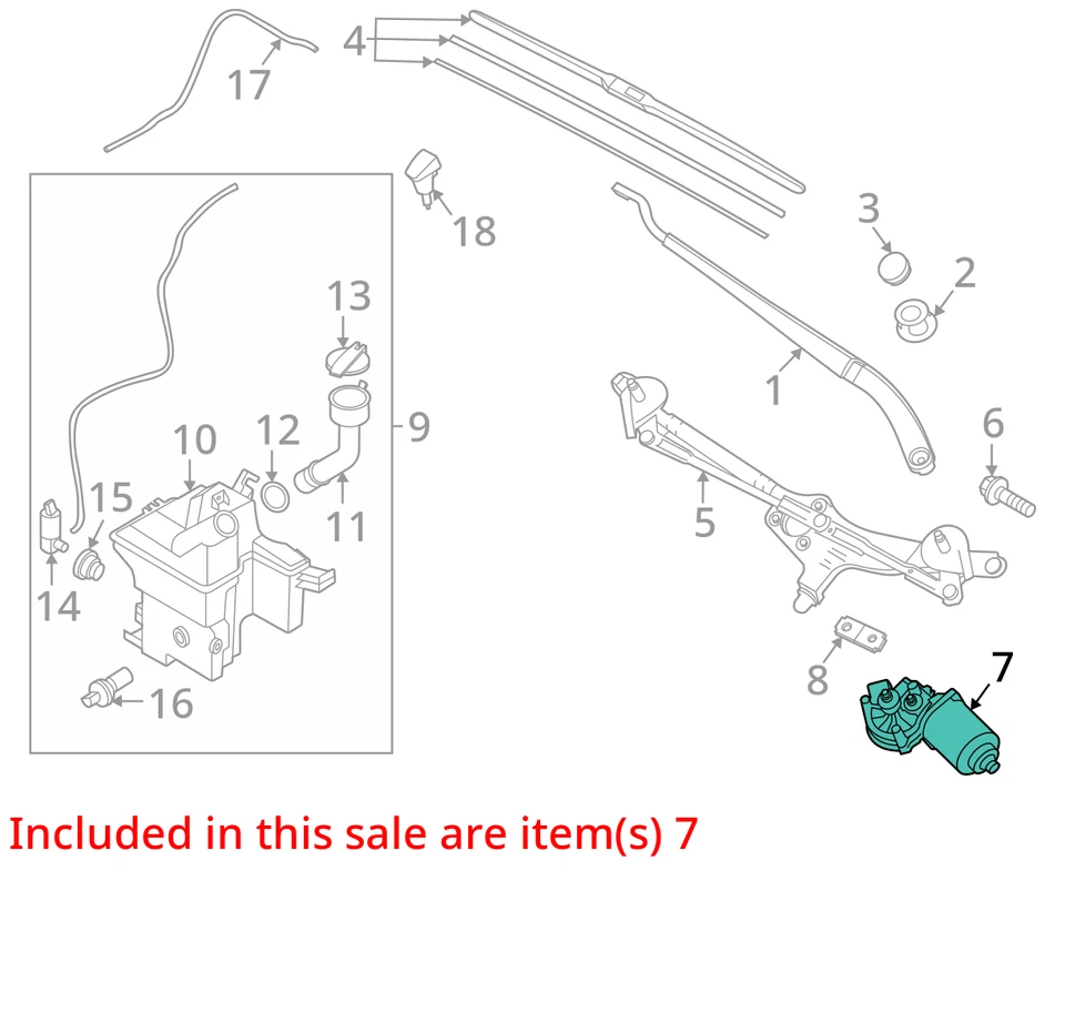 2022 Hyundai Sonata Front Windshield Wiper Motor OEM 54K Miles - LKQ427129561 - Image 4 of 4
