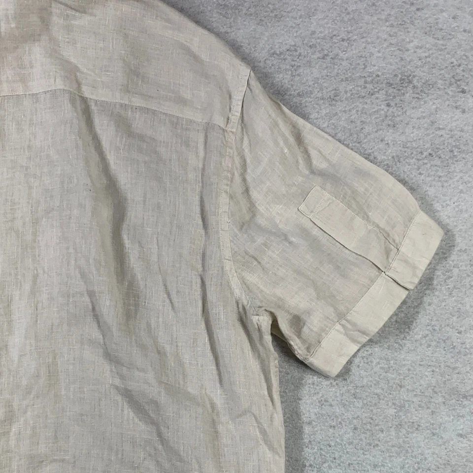 Theory Linen Shirt Men's Large White Short Sleeve Button Up Lightweight Casual - Image 4 of 4