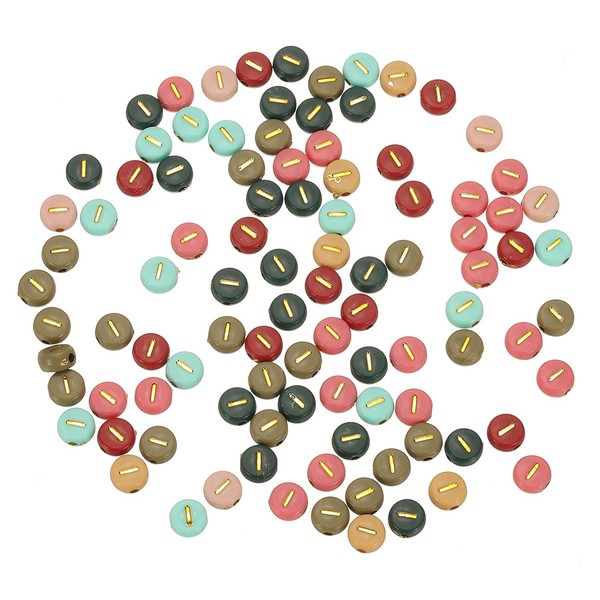 Acryl Perlen 100 Stk., 4X7Mm, Bunt, Gold I, Schmuck-image