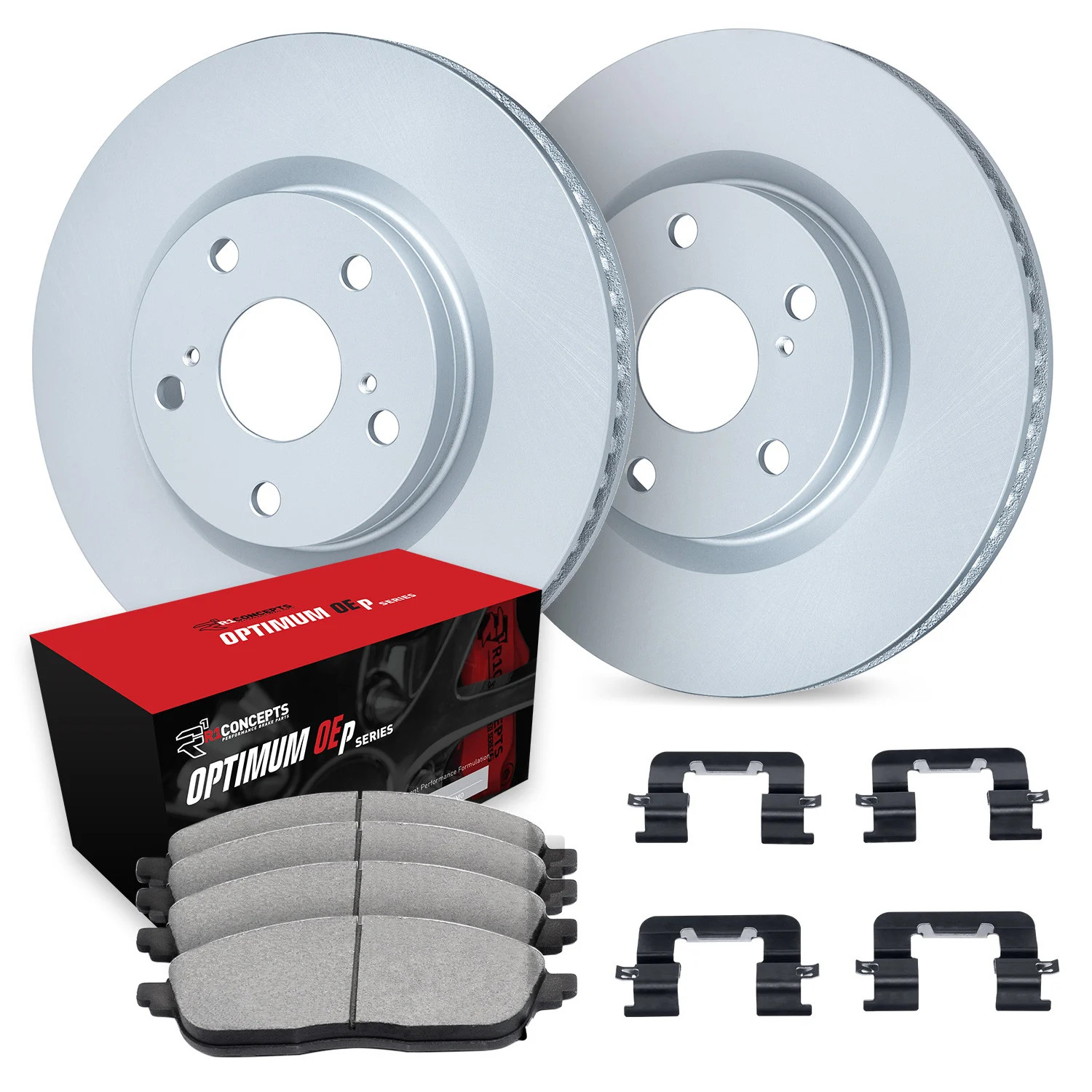 For Maserati Ghibli 14-22 R1 Concepts WDUH1-79000 Front Brake Kit w Optimum Pads