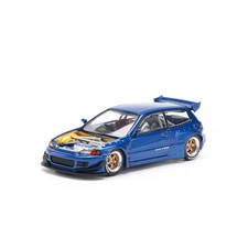 PR640174 1/64 Pandem Civic EG6 Metallic Blue Open Bonnet Diecast Mini Car