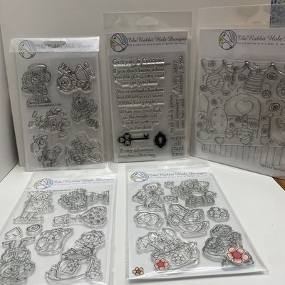 Rabbit Hole Designs Clear Stamps Wonderland Tea Party Lot Of 5 Sets- Brand NEW