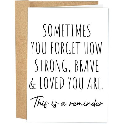 Sobriety Card For Him Her, Inspirational Friend Card, Strong Brave Loved, White